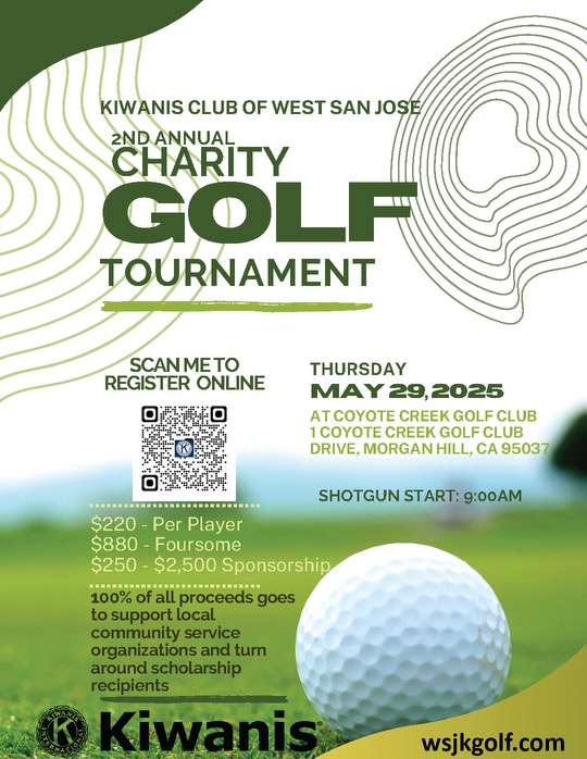 W. San Jose Kiwanis Club Charity Golf Tournament Information Flyer